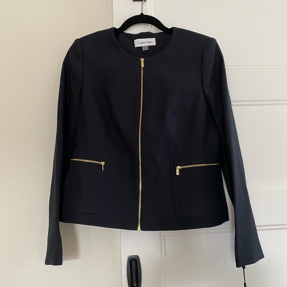 Calvin Klein Twill Zipper-Front Jacket - Picture 2 of 4